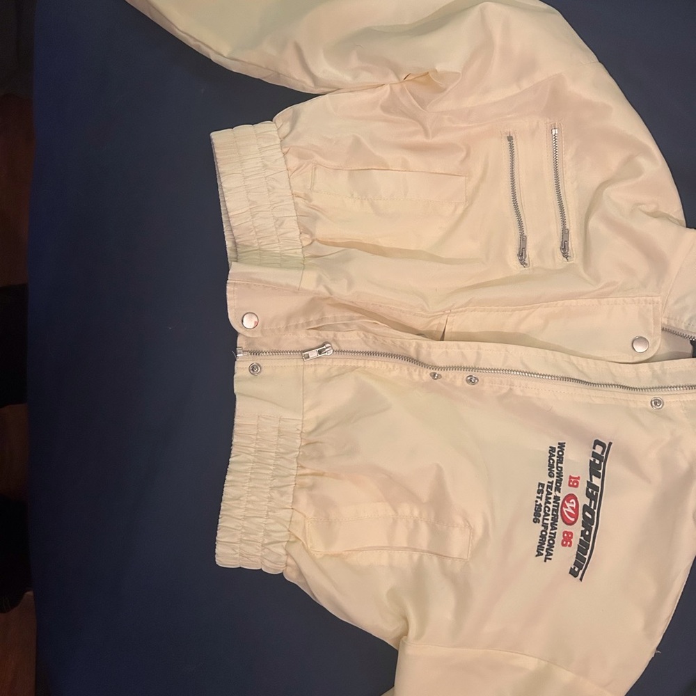 Forever 21 Cream Bomber Jacket Chic Style